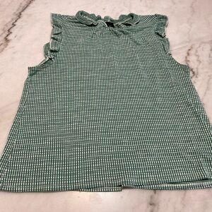 W5‎ Green Checkered Ruffle Blouse